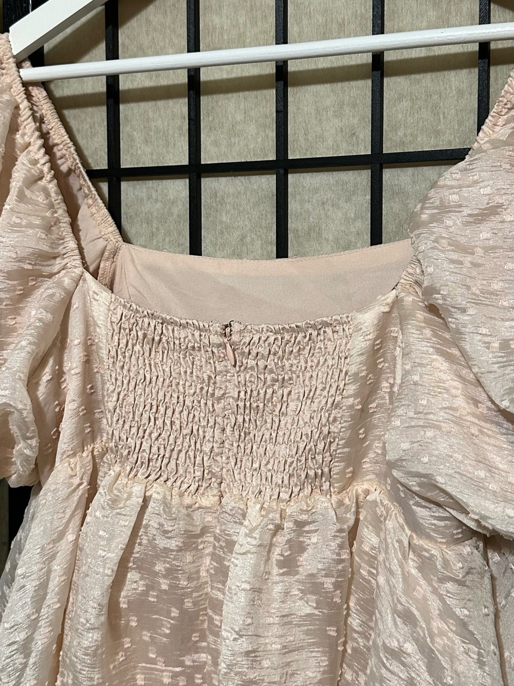 STORIA Blush Pink Puff Sleeve Textured Babydoll  Dress - Picture 8 of 10